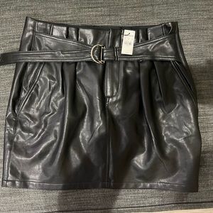 Express new with tags fake leather skirt belted pleated size l